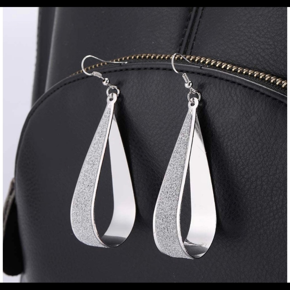 Women's Silver Crystal  Water Drop Dangle Earrings